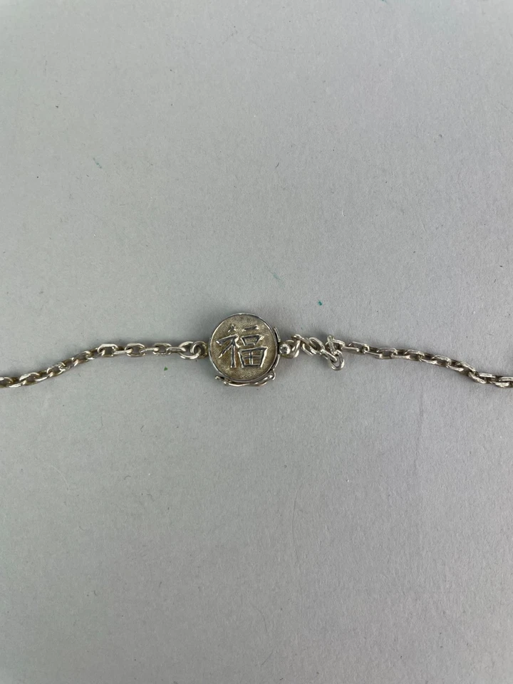 Collar colgante de porcelana pintado a mano vintage de exportación china FIRMADO 21" Foto 3 de 4