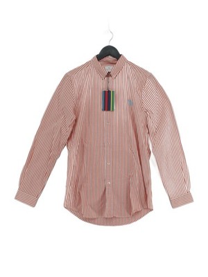 Paul Smith Herren Hemd S weiß gestreift 100% Baumwolle Basic neu mit Etikett
