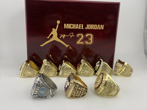 Set 9 anelli Chicago Bulls Michael Jordan Championship con custodia UNC Dream Team HOF - Foto 5 di 12