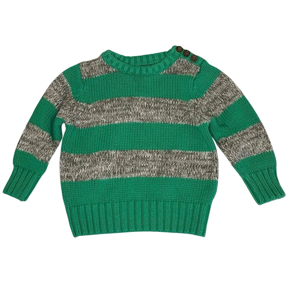 Old Navy Pullover mit Rundhalsausschnitt Jungen 12-18M | grün grau gestreift