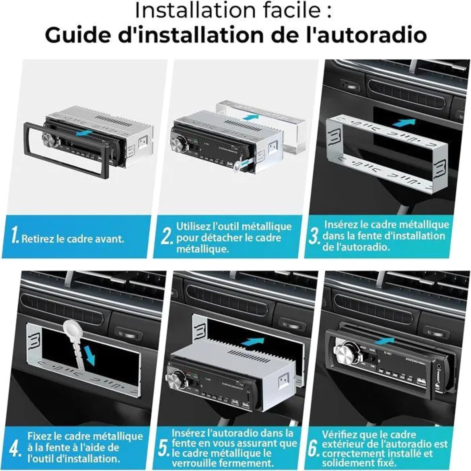 Autoradio 1 DIN Bluetooth 5.0 avec localisation par application mobile - 2