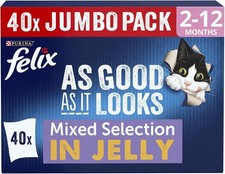 Felix As Good As It Looks Kitten Wet Cat Food Mixed Selection 40x85g Pouches 5.36 per kilo
