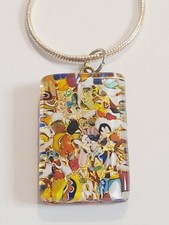 Murano Glass Leaf-Shaped Pendant with Blue, Silver Foil & Aventurine Swirls — listing 3