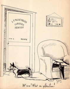 Humorous Vintage Corgi Print 1930s Corgi Illustration Art by Zito 6503t