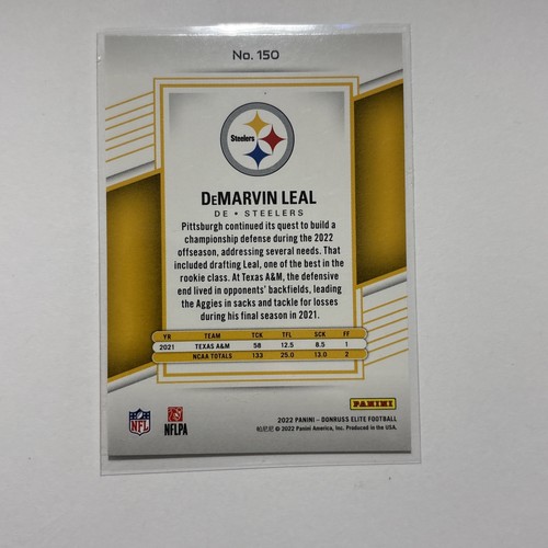 DeMarvin Leal, RC - 39/275 - 2022 Donruss Elite #150 - Steelers - Picture 3 of 3