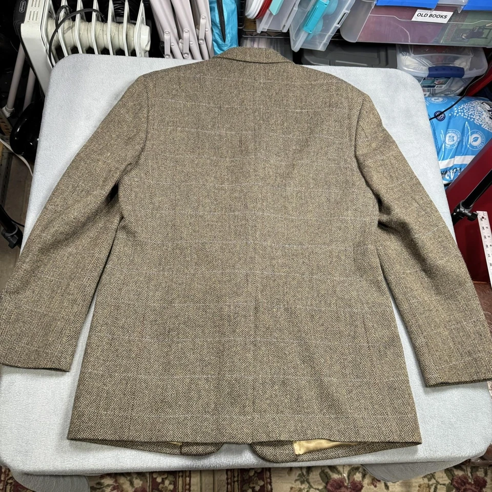 Banana Republic Blazer мужской 40R коричневый шерсти в елочку твид 3 кнопки спортивное пальто - Изображение 4 из 4