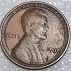 Error, Off Center  1934 Lincoln Wheat Cent 1C Copper  KM#132 Business Strike. RB