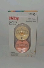 New Nuby Pacifier/Teether - 2 Pack - Softees - Yellow/Orange