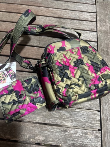 NEU LUG Can Can Crossbody Bag Geldbörse Army Fatigue Pink verstellbarer Riemen Geldbörse