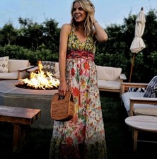 Anthropologie Malibu Floral Patchwork Print Maxi Dress Size 4 $220