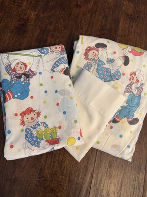RARE Raggedy Ann & Andy Circus Twin Sheet Set Pacifica 1970s 3pc Complete