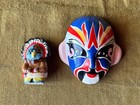 2~CULTURAL FIGURES/MASKS: 1) CERAMIC? MINI KACHINA DOLL & 2) BEJING CHINA MASK — photo 1