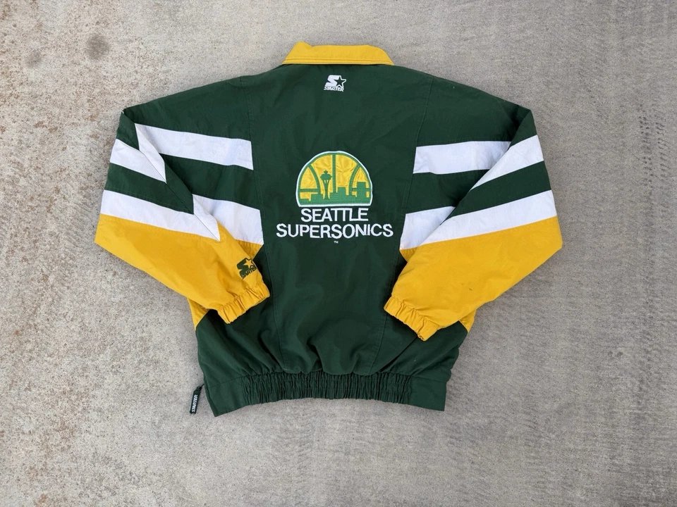 Vintage 90's Starter Seattle Sonics Supersonics Jacket NBA Mens Size M - Image 4 of 4
