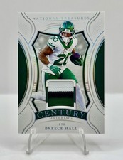 2024 National Treasures BREECE HALL Silver Holo NASTY 3 COLOR PATCH Jets /25