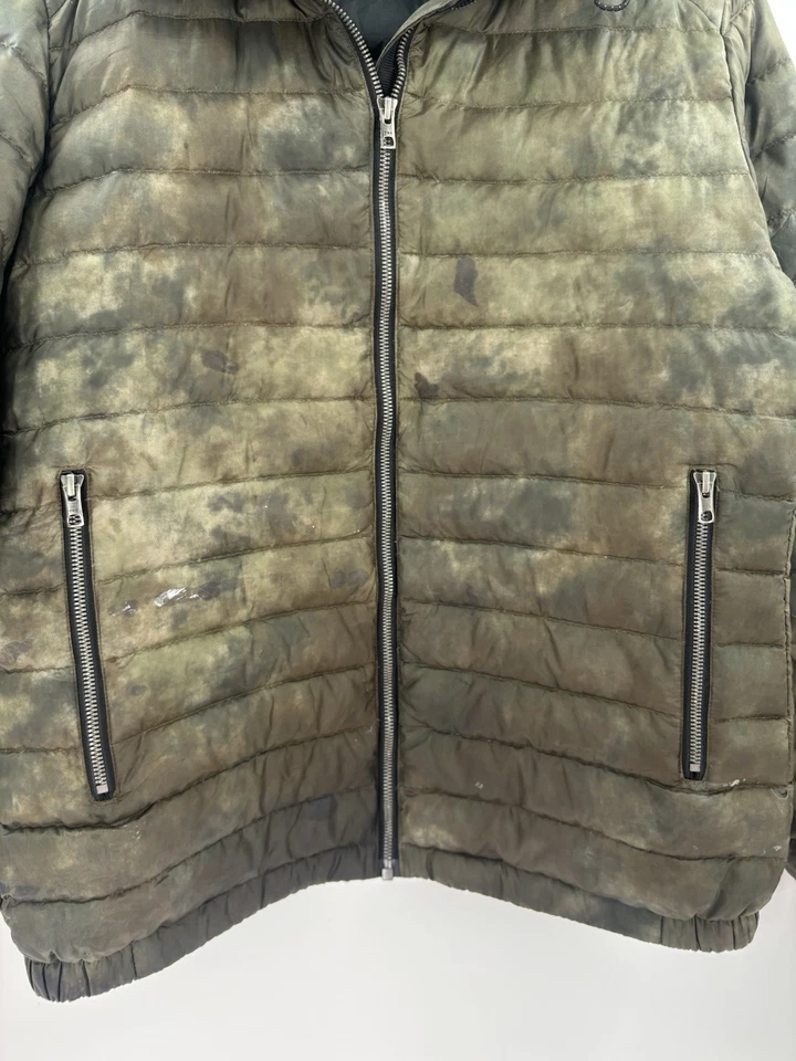 Chaqueta Isaora Para Hombre Mediana Piedra Verde Plumón de Ganso Puffer Cremallera Completa Acolchada Con Capucha Foto 3 de 4