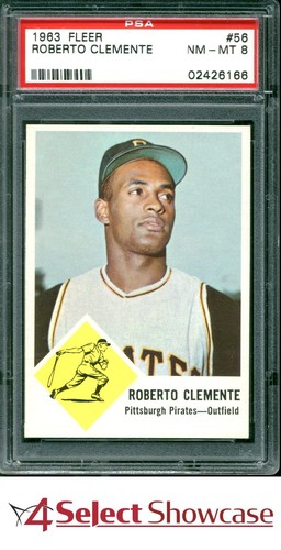 1963 FLEER #56 ROBERTO BOB CLEMENTE PIRATES HOF PSA 8