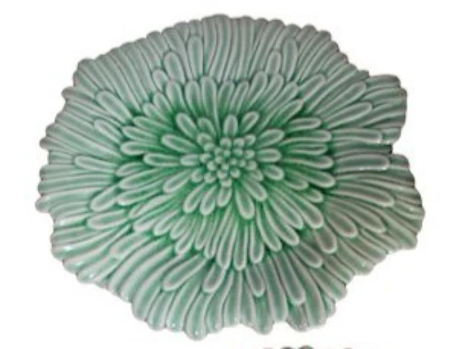 Juego de 4 platos de cena Target flor crisantemo 10x10 cerámica verde M18 Foto 4 de 4
