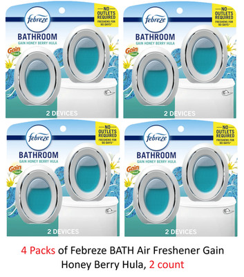 (4 packs of 2) Febreze BATH Air Freshener Gain Honey Berry Hula, 2 count