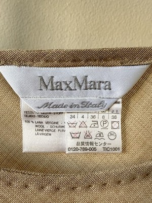 Max Mara 100% Virgin Wool Top Beige Sleeveless Italy Size 4 /EU 36 Quiet Luxury 