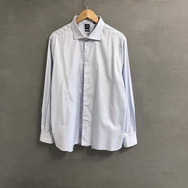 Men Boggi Milano Shirt Blue Cotton 46 / 3XL / 54 #1VAB