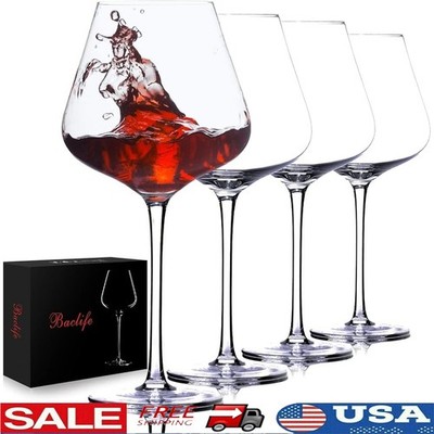 Handcrafted Leadless Crystal Wine Glasses Set 4 Pcs Elegant Red Wine Gift 23 Oz