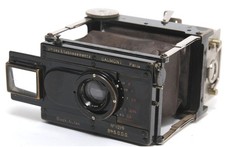 Gaumont block notes plate strut folding camera w. Krauss Tessar 4.5/72 mm lens a