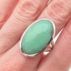 925 Sterling Silver Vintage Real Cabochon Chrysoprase Ring Size 8.75