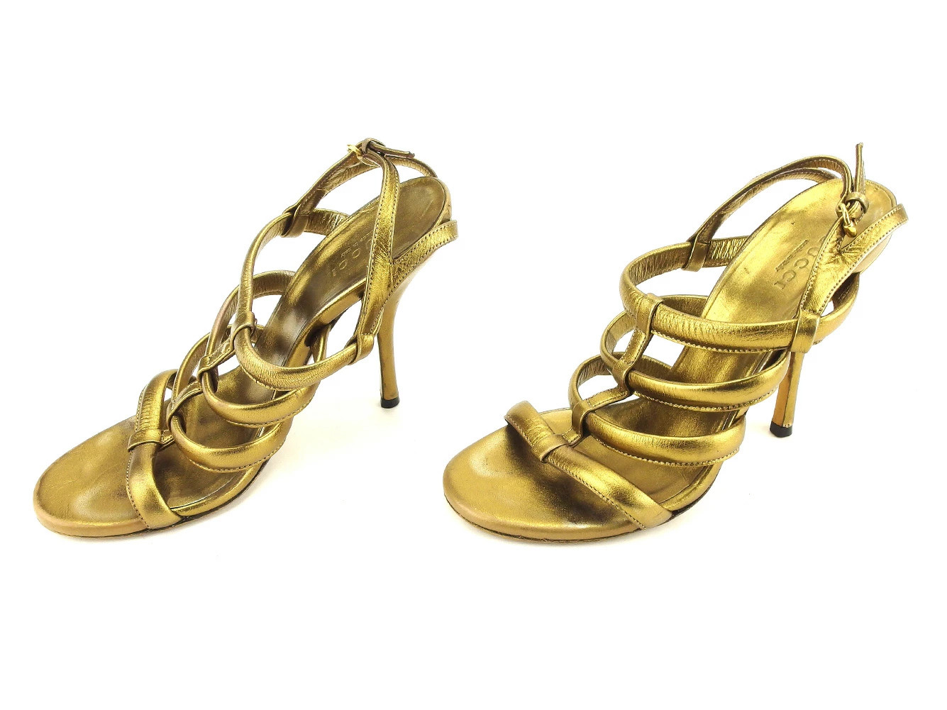 GUCCI Sandals Shoes #35 Pin Heel Gladiator GSeries Leather GUCCI t5124s Brand Hi thumbnail 4