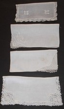 4 Vintage Hankies Women's Handkerchiefs VGC No Holes/ Stains Lot C-See All Pics