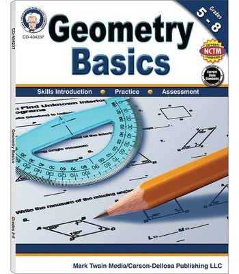 Mark Twain Grades 5-8 Geometry Basics Math Workbook, Geometric Shapes, Area,...