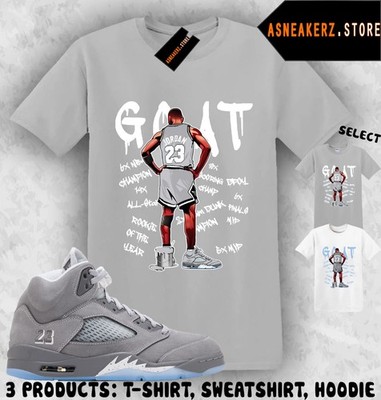 Tee Shirt Matching AJ 5 Wolf Grey 2026 To Match Sneaker MJ Goat T-Shirt