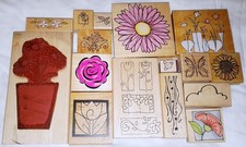 Vintage Floral Outline Rubber Stamp Lot Cloud Butterfly Daisy Rose Flower Spring