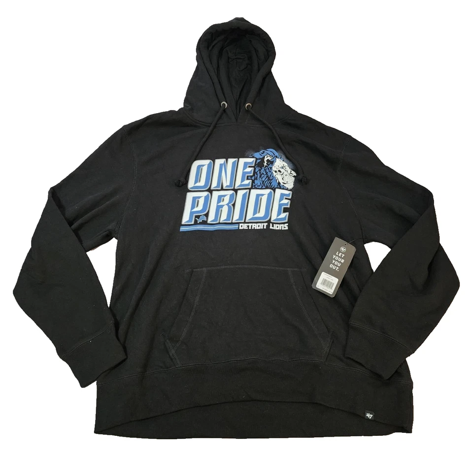 Pulôver com capuz masculino '47® 2XL Detroit Lions™ One Pride Headline em preto jato - Imagem 2 de 4