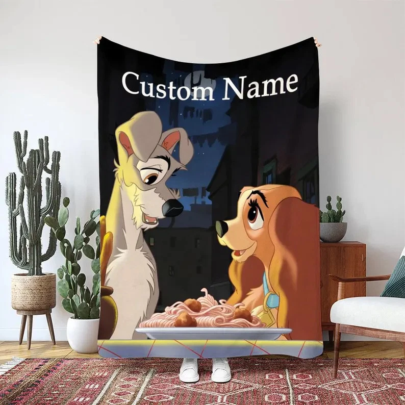 Disney Lady Tramp Puppy Custom Blanket Gift For Fan, Kids