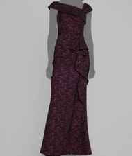  960 Rickie Freeman For Teri Jon Women's Black Portrait Asymmetric Dress Size 12