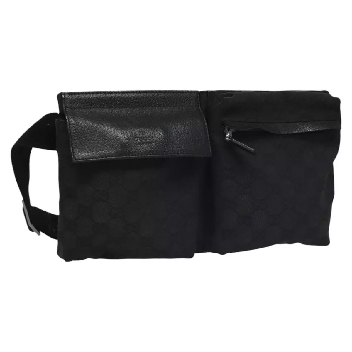 Sac taille toile GUCCI GG noir argent 28566 authentique EC213