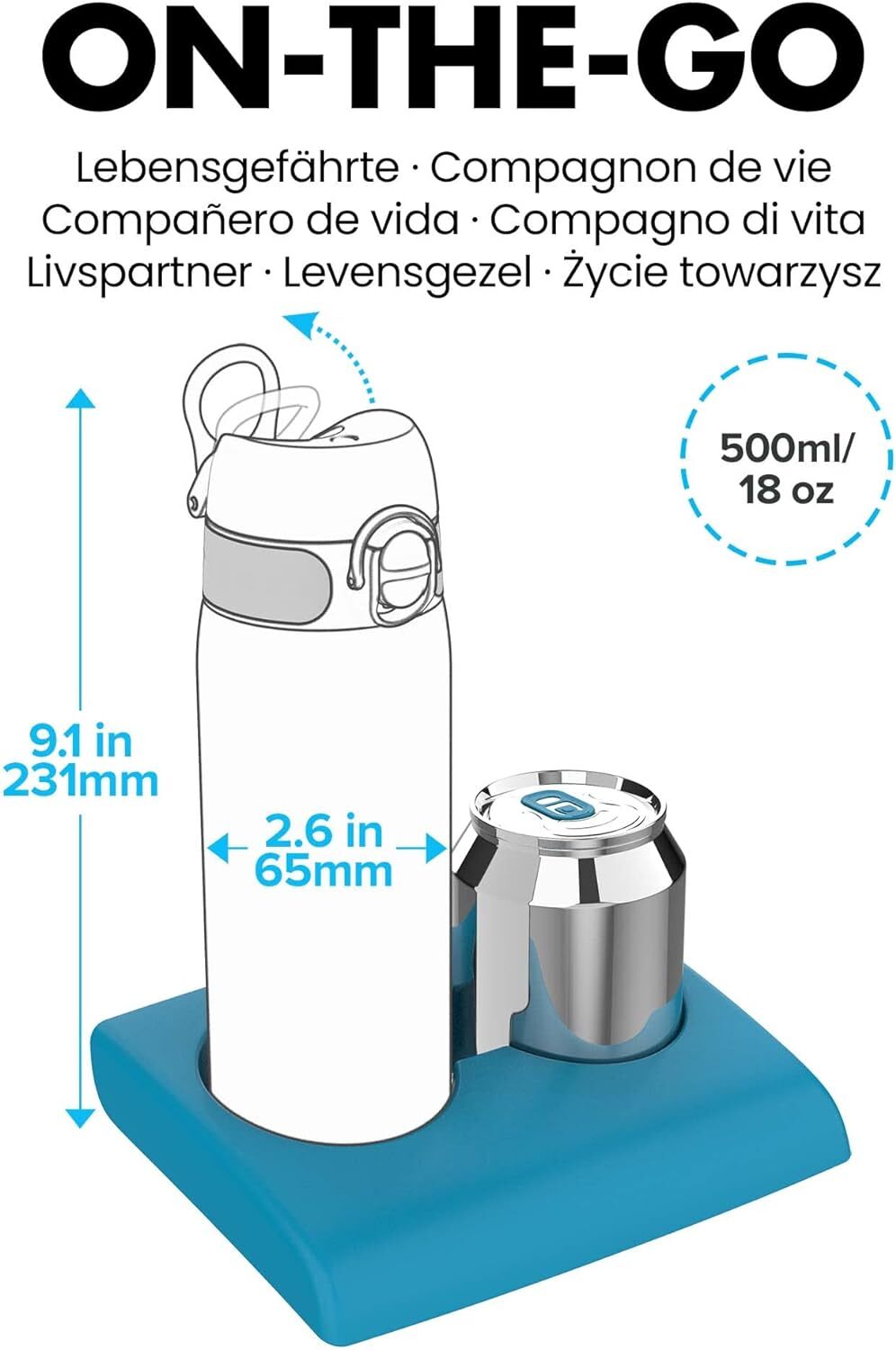 Ion8 Water Bottle, 500ml, Leak Proof, OneFinger Open, Dishwasher Safe, BPA Free eBay