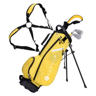 Future Junior Golfset - Linkshänder - 6-8 Jahre 105-120cm - gelb Standbag