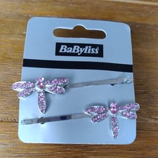 BaByliss Hair Slides Pretty pink stone dragonfly