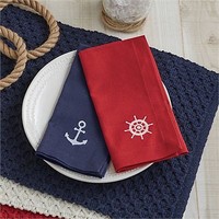 Napkin - Anchor Embroidered By Park Designs - Kitchen Dining - Nautical Napkin - Anchor Embroidered By Park Designs - Kitchen Dining - Nautical