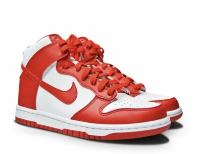 NIKE Dunk High レッド/ホワイト Nike Dunk High Championship White Red (Red Tongue Tag) (GS