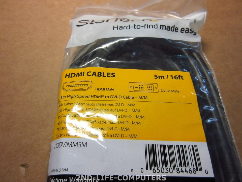 StarTech HDDVIMM5M  5M 16FT HDMI zu to DVI - D Kabel - M/M - NEW NEU IN PLASTIC - Bild 2 von 2