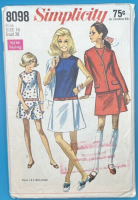 Culotte Dress Lined Jacket Pattern Simplicity 8098 1960's Vintage ...