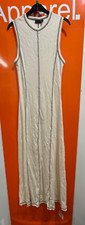 Asos Sleeveless Maxi Dress, Contrast Stitching, Cream, Size 12, New, RRP £32, Sf