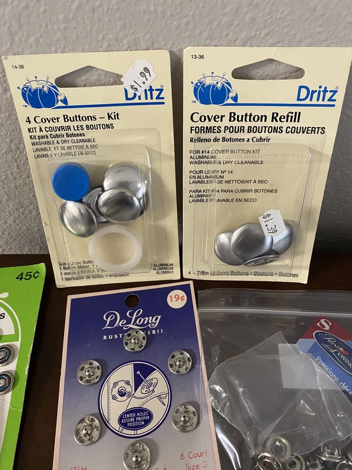 Lote Mixto Dritz y Otros Kits de Botones de Cubierta y Broches de Presión Gancho y Ojos Nuevos y Usados Foto 3 de 4