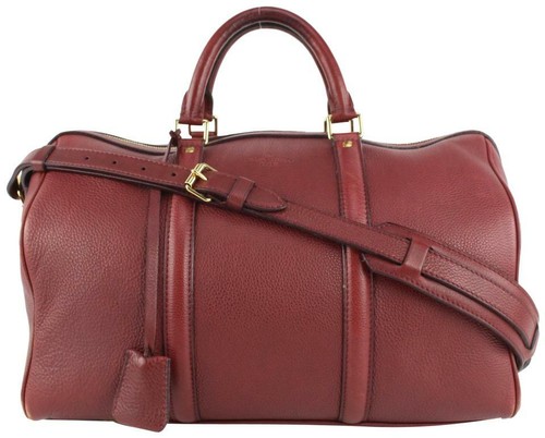 Louis Vuitton Dark Jasper Red Leather Sofia Coppola MM Speedy Bandouliere |  eBay