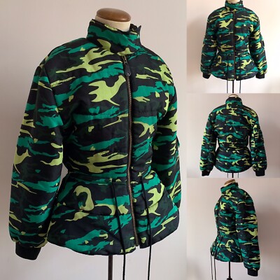 80s 90s JUNIOR GAULTIER Heart Camo Bomber Puffer Jacket Vintage coat  corset