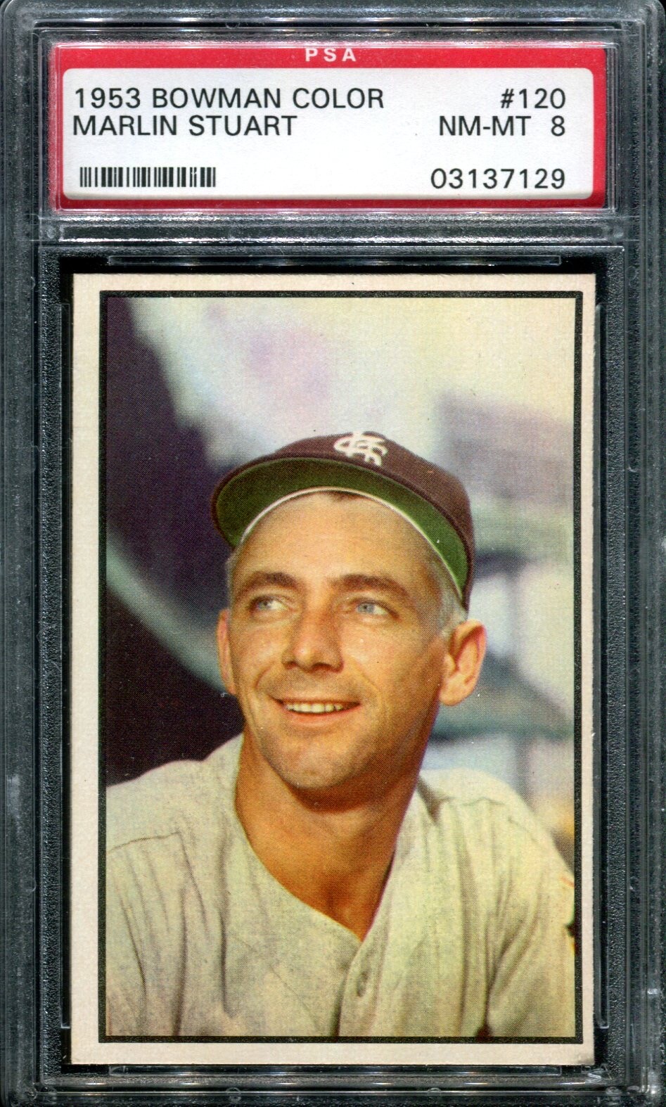 1953 BOWMAN COLOR #120 MARLIN STUART PSA 8 (7129)