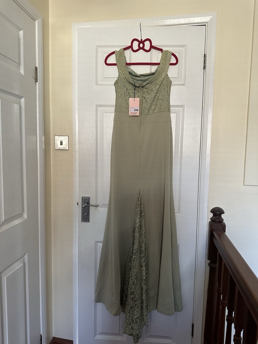 Fishtail Missguided Green Lace Dress Missguided Off The Shoulder