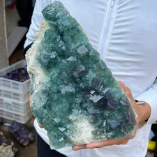 9.1lb Large Natural green cubic fluorite quartz crystal cluster mineral specimen